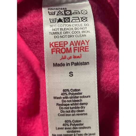 PrettyLittleThing Hot Pink Slogoan Hoodie Womens Size Small - Picture 5 of 5